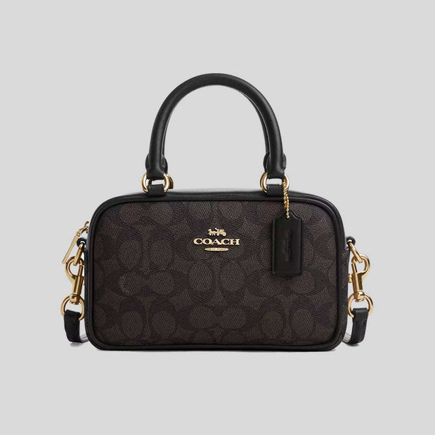 COACH Satchel Crossbody Bag In Signature Canvas Walnut/Black CW197