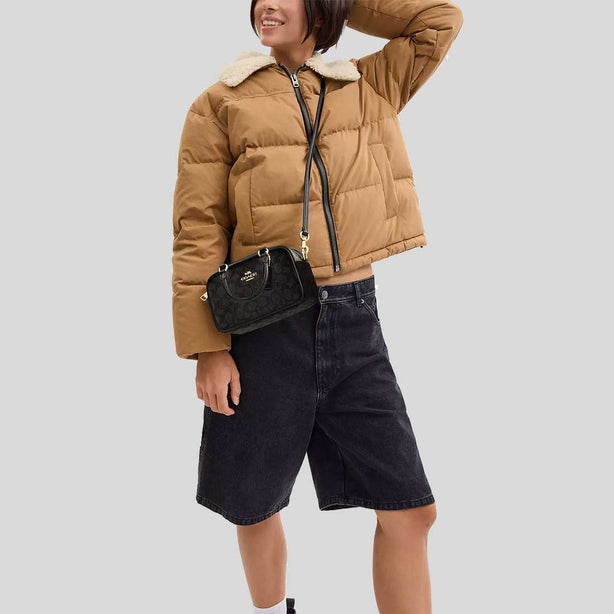 COACH Satchel Crossbody Bag In Signature Canvas Walnut/Black CW197