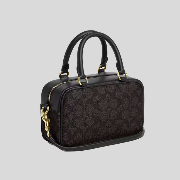 COACH Satchel Crossbody Bag In Signature Canvas Walnut/Black CW197