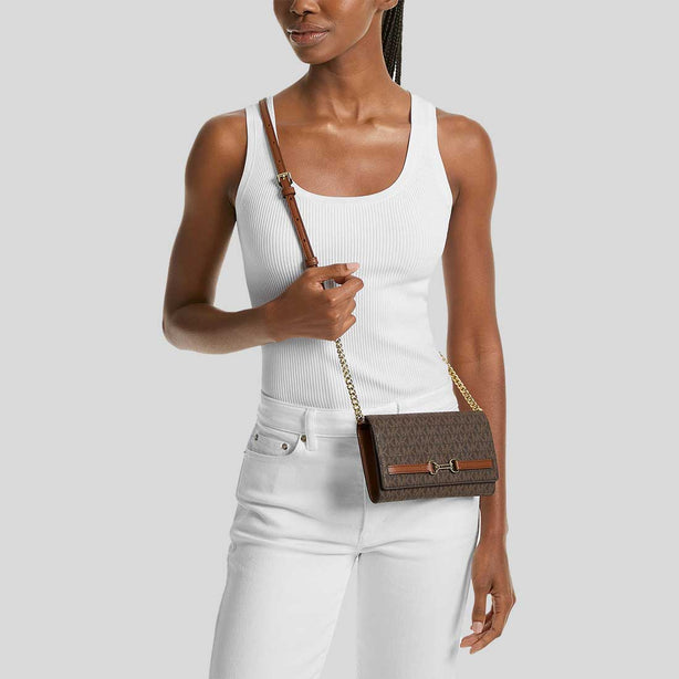 MICHAEL KORS Carson Large Signature Logo Convertible Crossbody Bag Brown 35S5G2ZC7B