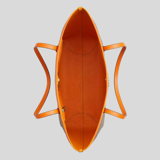 COACH City Tote Bag In Signature Canvas With Star Charm Tan/Bright Mandarin CBH77