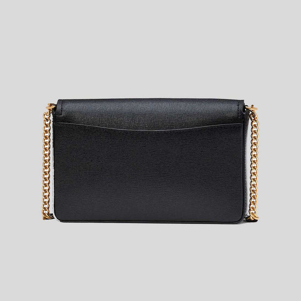 KATE SPADE Morgan Bow Embellished Flap Chain Wallet Black KA386
