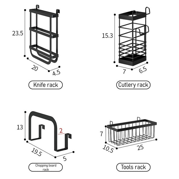 Black Over the Sink Dish rack with full set holders