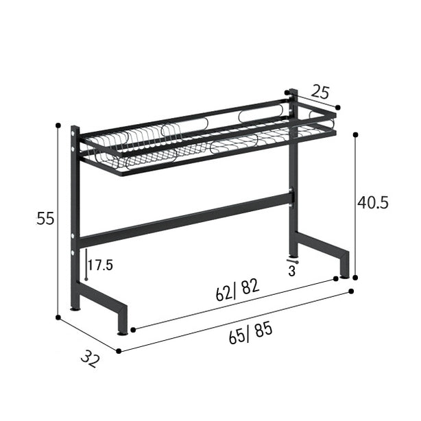 Black Over the Sink Dish rack with full set holders