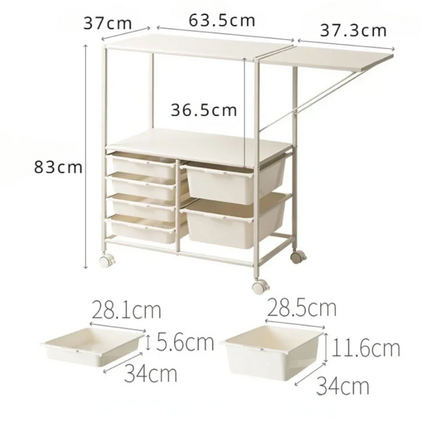 Multi functional Shelf Trolley Cart with drawers
