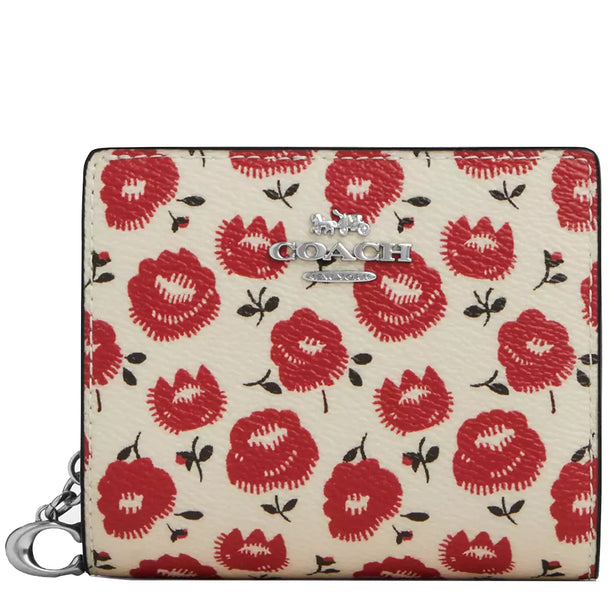 Coach Snap Wallet With Floral Print - Chalk/ Black Multi CBO76