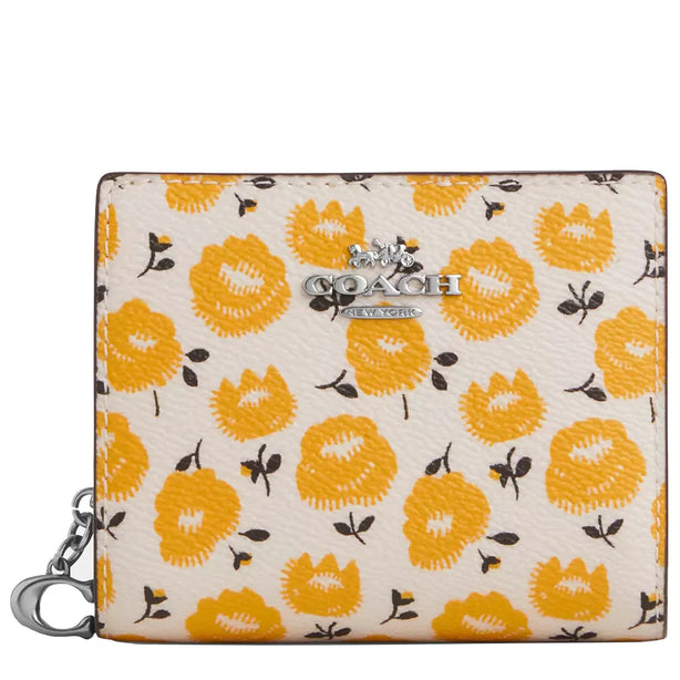 Coach Snap Wallet With Floral Print - Chalk/ Buttercup Multi CBO76