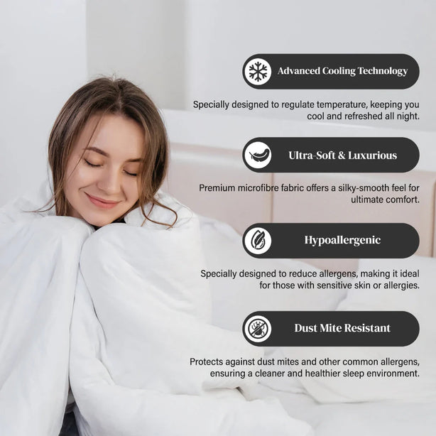 Marie Claire I Glacier Cooling Luxury Microfibre Quilt I Lightweight, Breathable & Ultra-Soft - 3 Sizes & Pillow (Copy)