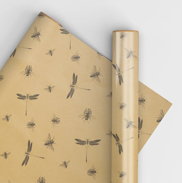 Bees And Dragonflies Wrapping Paper