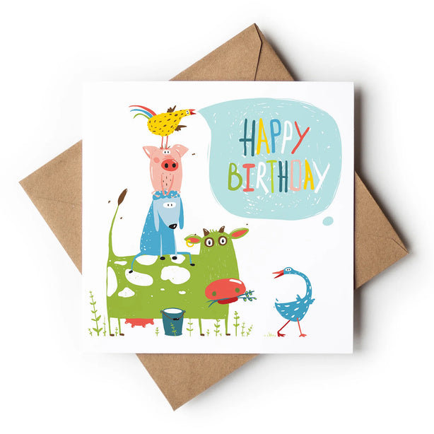 Birthday Farm Animals Greeting Card