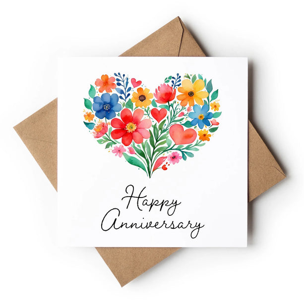Happy Anniversary Flower Heart Greeting card