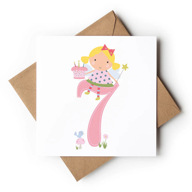 Age 7 Birthday Girl Greeting Card