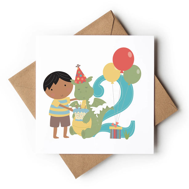 Age 2 Birthday Boy Greeting Card