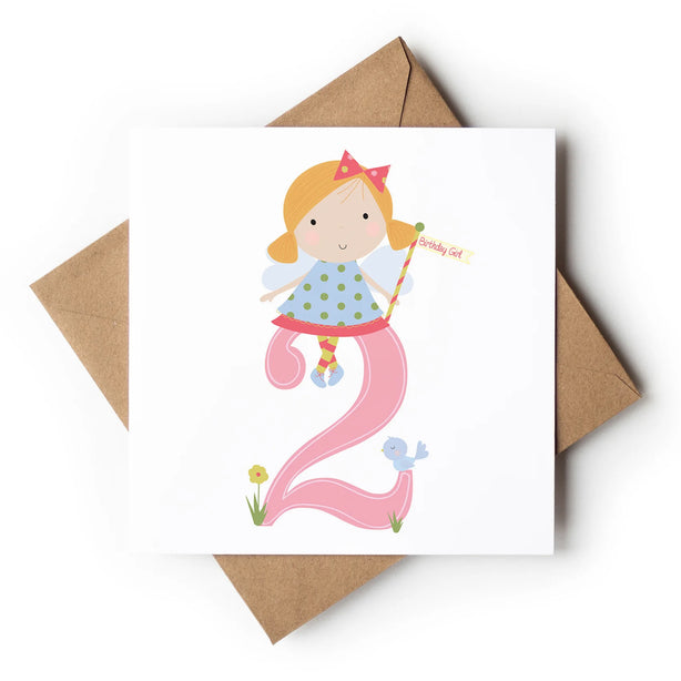 Age 2 Birthday Girl Greeting Card