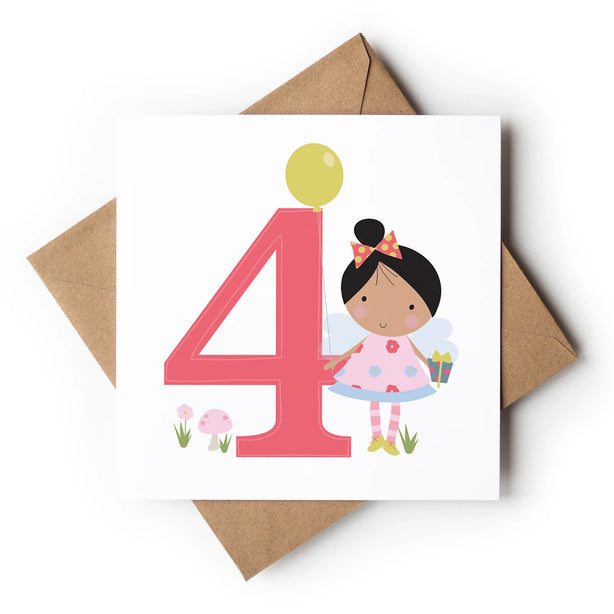 Age 4 Birthday Girl Greeting Card
