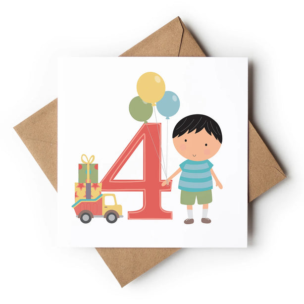 Age 4 Birthday Boy Greeting Card