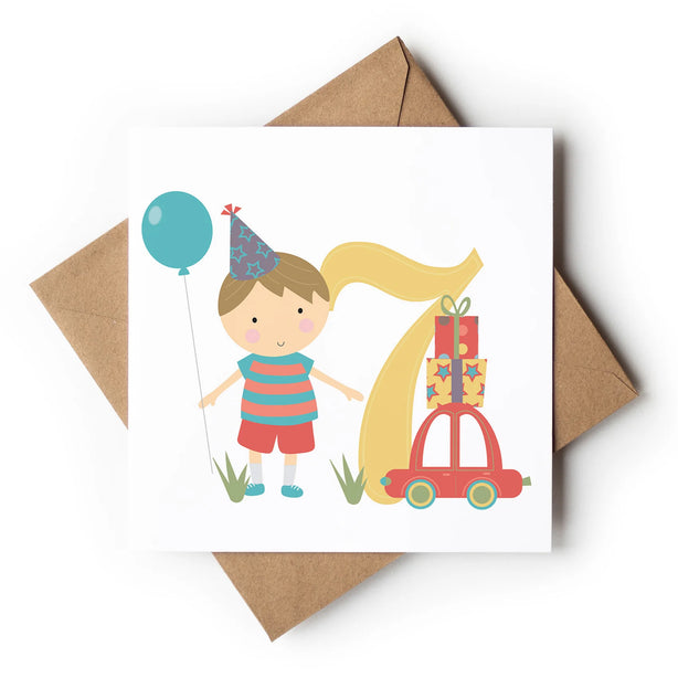 Age 7 Birthday Boy Greeting Card