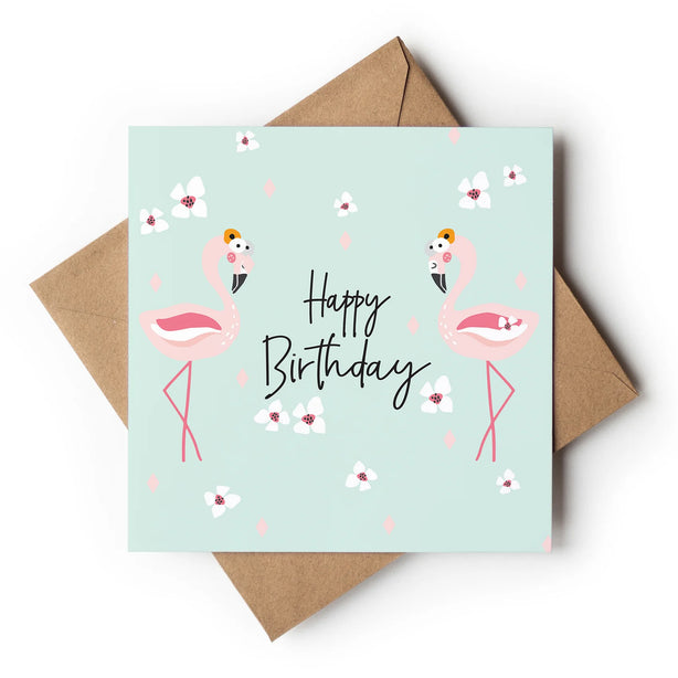 Two Pink Flamingoes Greeting Card