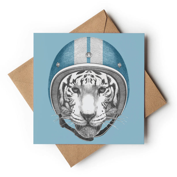 Biker Tiger Greeting Card