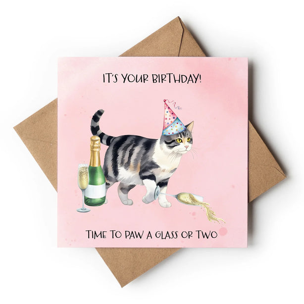 Paw A Glass Or Two Greeting Card