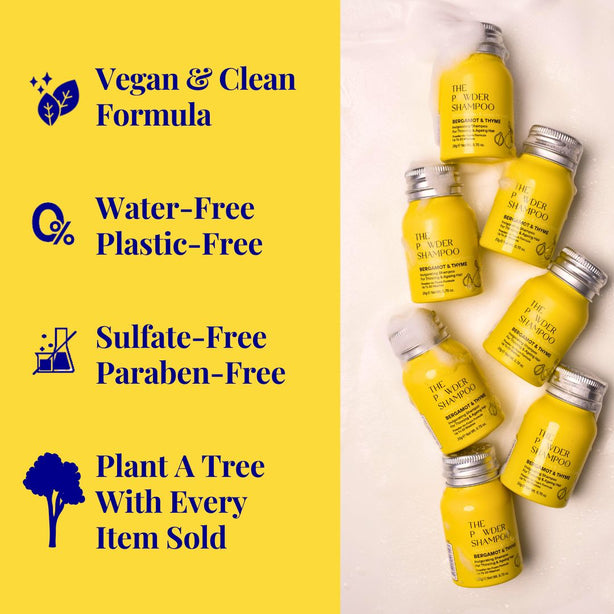 The Powder Shampoo Invigorating & Stimulating Foaming Powder Shampoo For Thinning & Aging Hair 20g Sustainable, Vegan, Plastic-Free