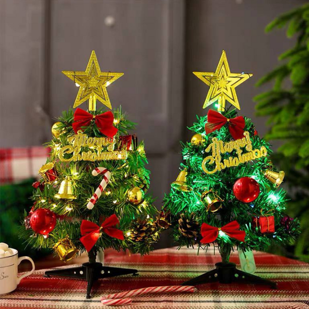 The holiday Mini Christmas Tree decoration with ornaments XMAS tree decor