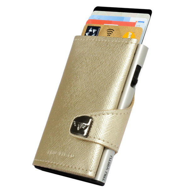 Tru Virtu Wallet Click & Slide Saffiano Whitegold