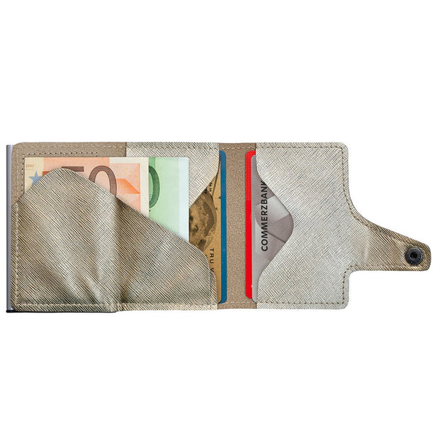 Tru Virtu Wallet Click & Slide Saffiano Whitegold