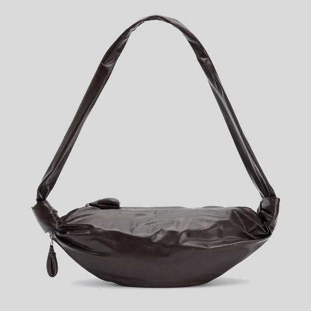 LEMAIRE Small Soft Croissant Bag Paper Leather Dark Chocolate BG0092LL0028
