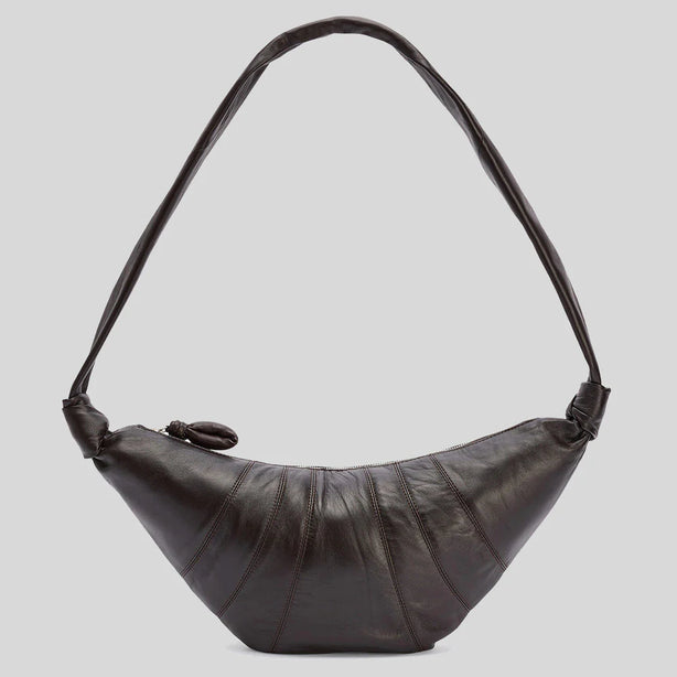 LEMAIRE Medium Croissant Bag Soft Nappa Leather Dark Chocolate BG0001LL095