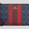COACH Corner Zip Wristlet In Signature Canvas With Varsity Stripe Denim/Bold Red CBP19
