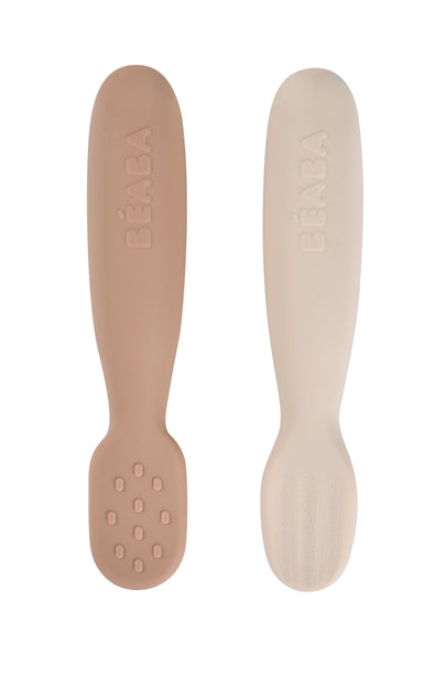 Beaba Silicone Pre-Spoons 2 Pack - Praline/Clay