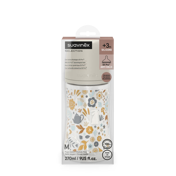 Suavinex Wonderland Baby Bottle SX Pro 270ml Medium Flow 3+ Months - Liberty Neutral