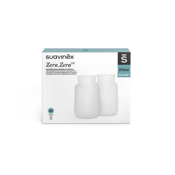 Suavinex Zero Zero Bottle Replacement Anti Colic Silicone Bag 2 Pack - 270ml