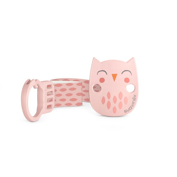Suavinex Bonhomia Owl Soother Clip with Ribbon - Pink