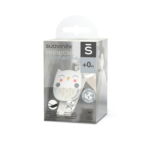 Suavinex Bonhomia Owl Soother Clip with Ribbon - Beige