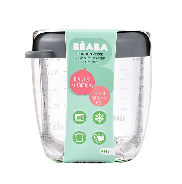 Beaba Glass Jar 250ml - Mineral Grey