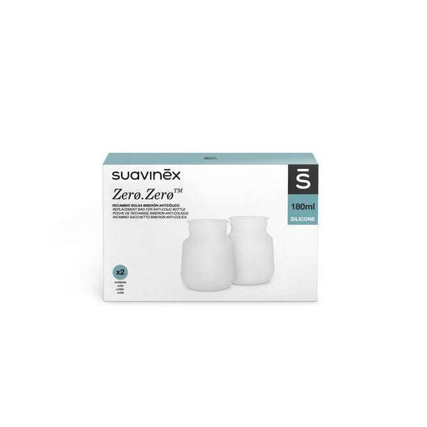 Suavinex Zero Zero Bottle Replacement Anti Colic Silicone Bag 2 Pack - 180ml