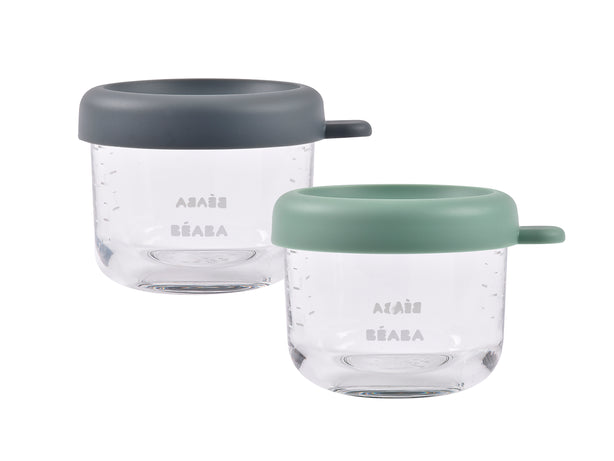 Beaba Glass Jars 150ml 2 Pack - Mineral/Sage Green
