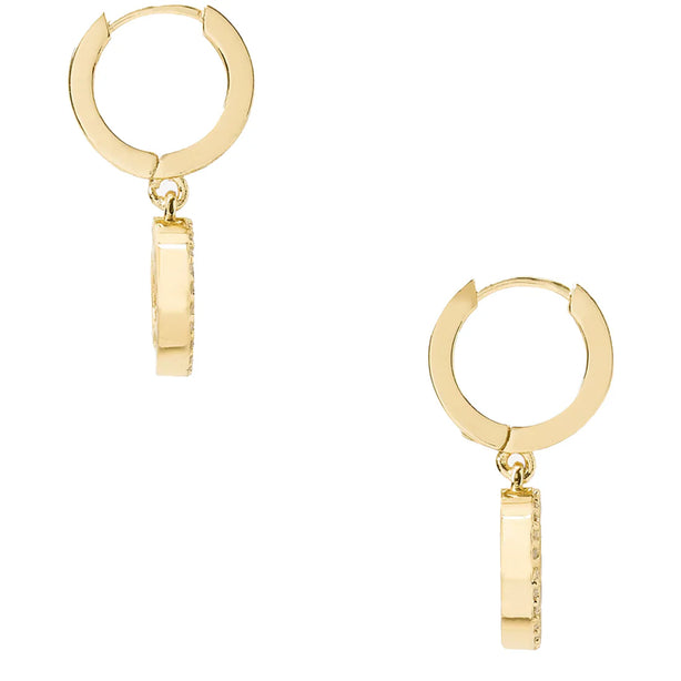 Kate Spade Spot The Spade Pave Huggies Earrings in Clear/ Gold k9175