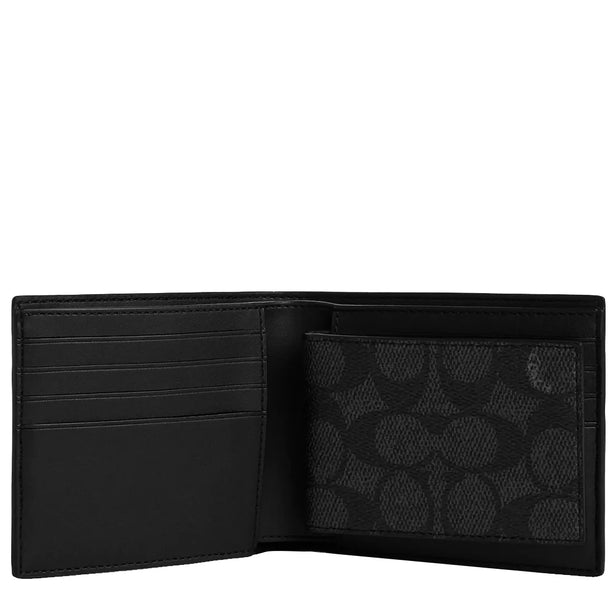 Coach 3 In 1 Wallet In Signature Canvas With Varsity Stripe - Charcoal/ Denim/ Chalk CW385