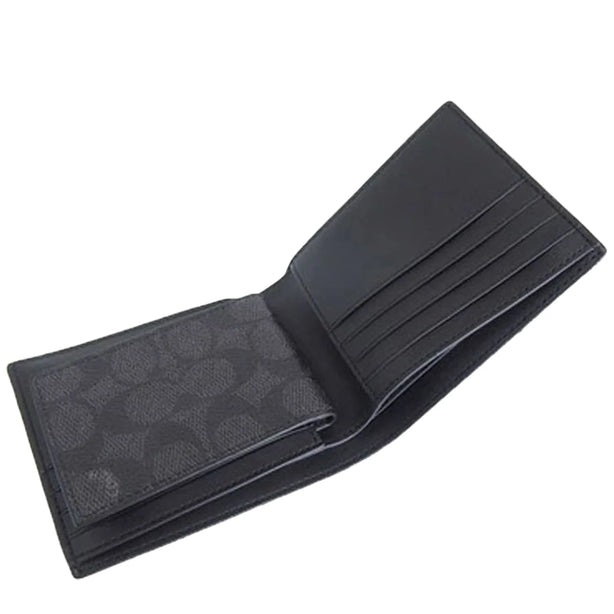 Coach 3 In 1 Wallet In Signature Canvas With Varsity Stripe - Charcoal/ Denim/ Chalk CW385