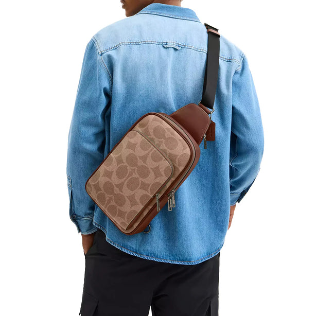 Coach Ethan Pack Bag In Signature Canvas - Tan/ Vintage Brown CBI71