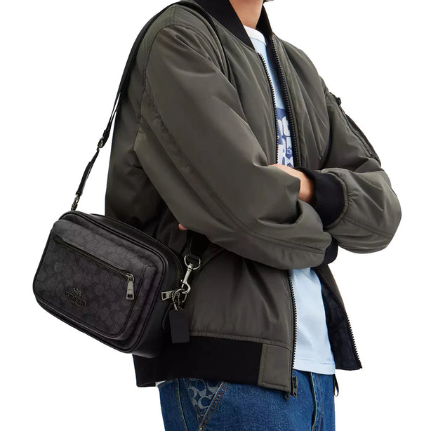Coach Elias Crossbody Bag In Signature Canvas - Charcoal/ Black CZ401