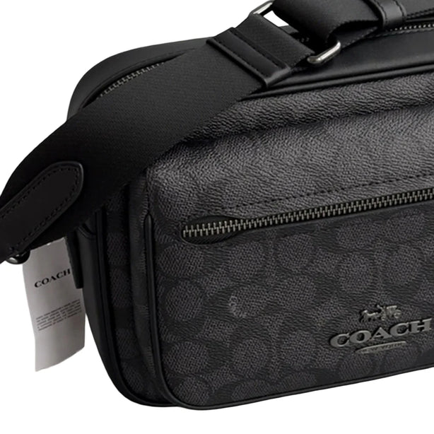 Coach Elias Crossbody Bag In Signature Canvas - Charcoal/ Black CZ401