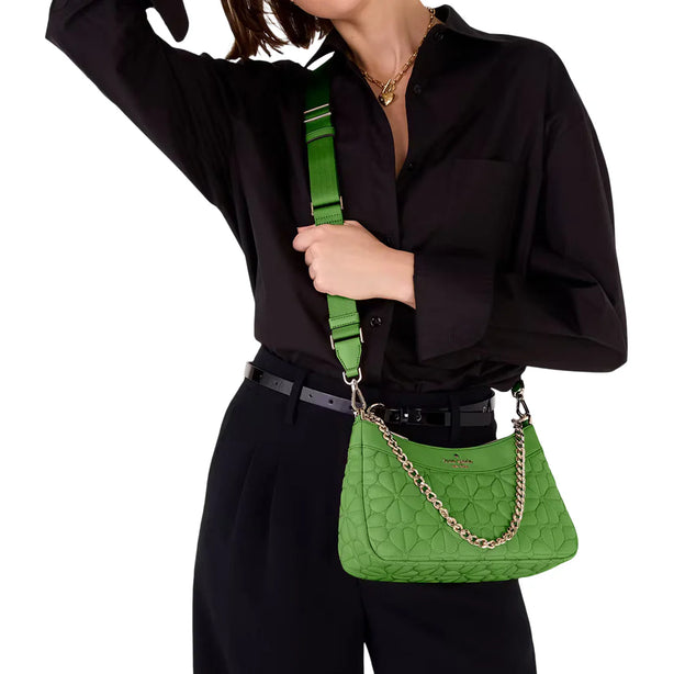 Kate Spade Spade Flower Quilted Fabric Convertible Crossbody Bag - KS Green KK077
