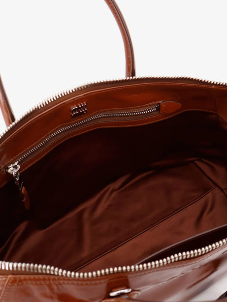 Miu Miu Shiny leather handbag with front lettering logo - Palissandro
