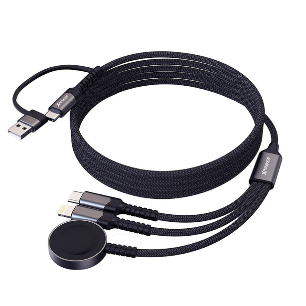 XPower 3X2W 6 IN 1 2IN 3 OUT 60W PD3.0 Aluminium Alloy Sync & Charge Cable