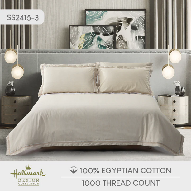 Classic Egyptian Cotton Bed Sheet - 1000TC - Cream