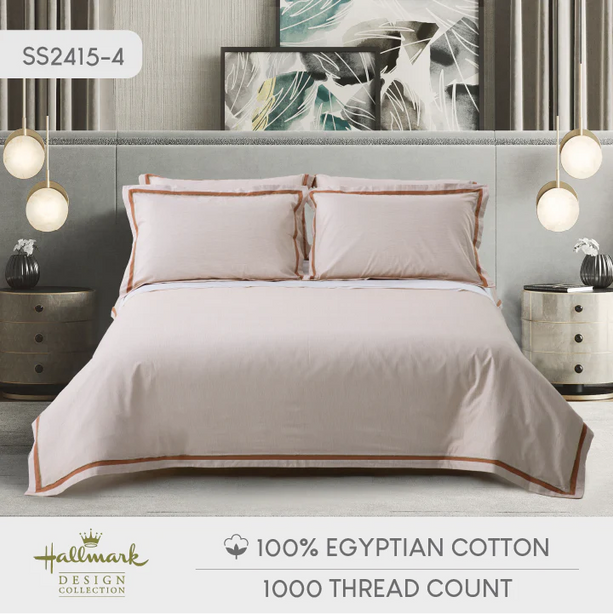 Classic Egyptian Cotton Bed Sheet - 1000TC - Khaki